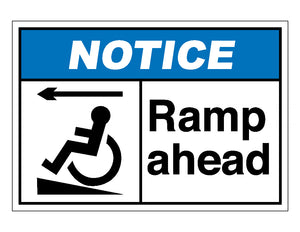 Notice Ramp Ahead Left Sign