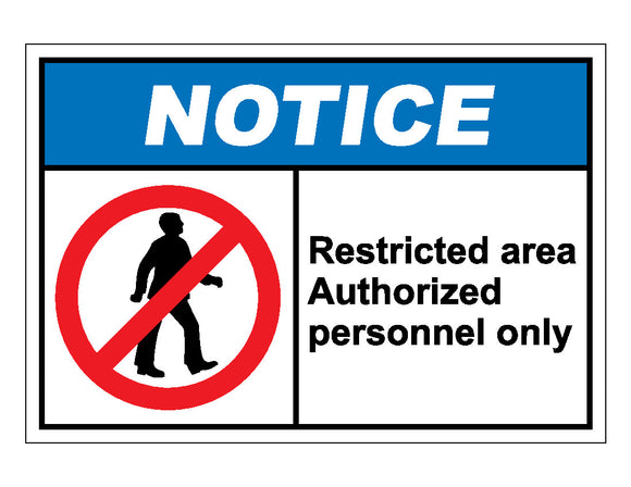 Notice Restricted Area Authorized Personnel Only Sign