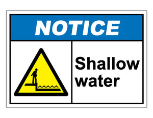 Notice Shallow Water Sign