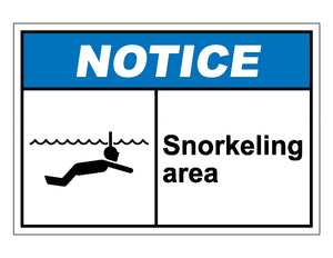 Notice Snorkeling Area Sign