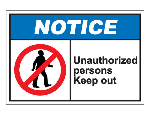 Notice Unauthorized Persons Keep Out Sign
