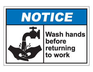 Notice Wash Hands Before Returning To Work Sign