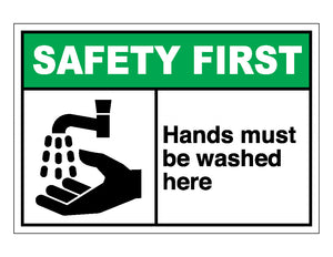 Hands Must Be Washed Here Sign