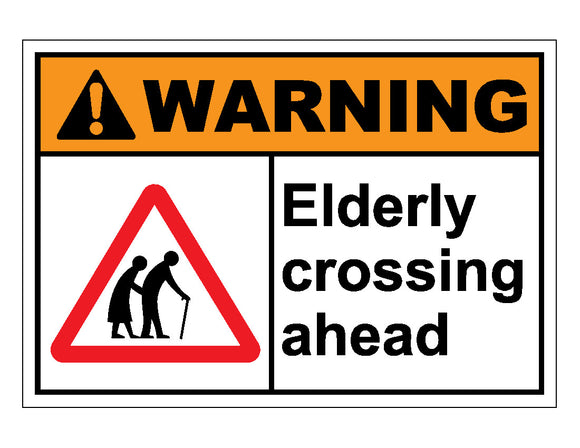 Warning Elderly Crossing Ahead Sign