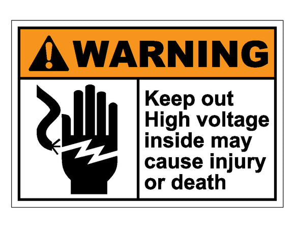 Warning Keep Out High Voltage Inside May Cause Injury Or Death Sign