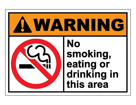Warning No Smoking Eating Or Drinking In This Area Sign